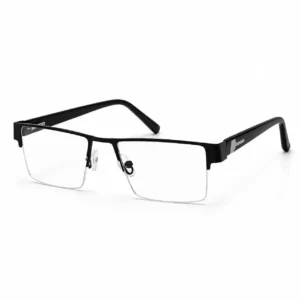 black half rim glasses frame, semi rimless reading frames, computer glasses frame, executive wear eyeglasses bangladesh, unisex rectangular eyewear, optomom frame