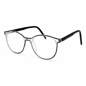 OP-0415 Clear Round Glasses Frame with Black Accent | Optomom