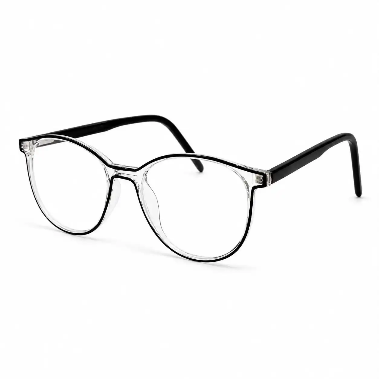 OP-0415 Clear Round Glasses Frame with Black Accent | Optomom