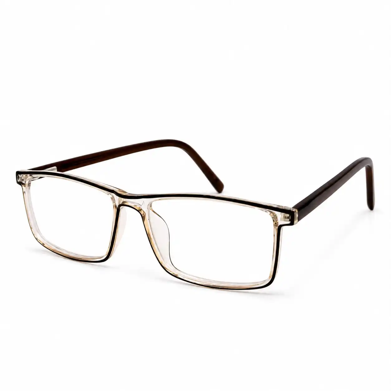 OP-0416 Clear and Brown Rectangle Corporate Wear Glasses | Optomom