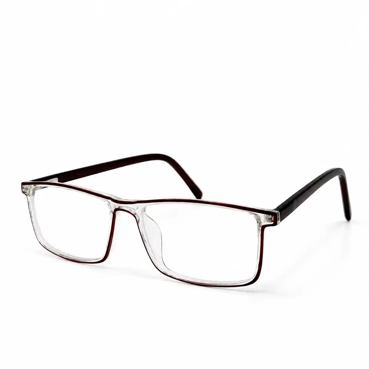 OP-0417 Clear and Maroon Rectangular Executive Frames | Optomom