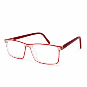 OP-0418 Clear and Red Rectangle Computer Glasses Frame | Optomom