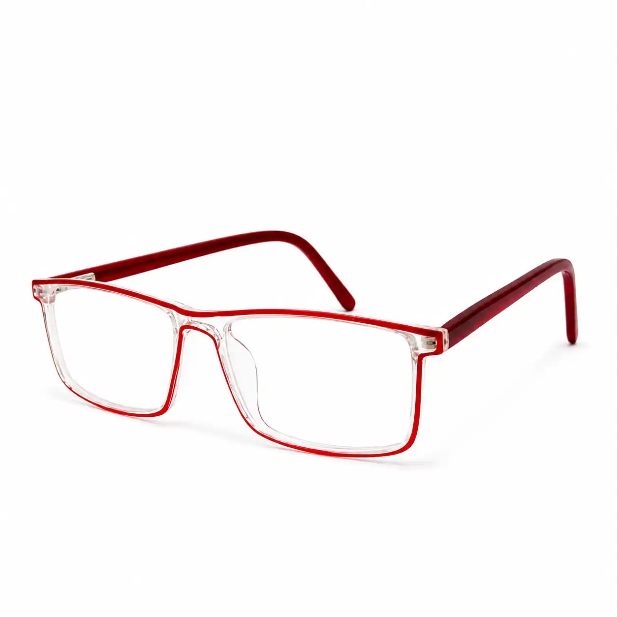 OP-0418 Clear and Red Rectangle Computer Glasses Frame | Optomom