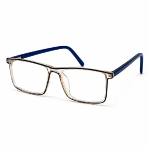 OP-0422 Clear Square Glasses with Dark Blue Temples | Optomom