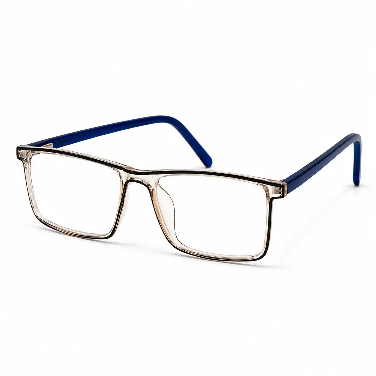 OP-0422 Clear Square Glasses with Dark Blue Temples | Optomom