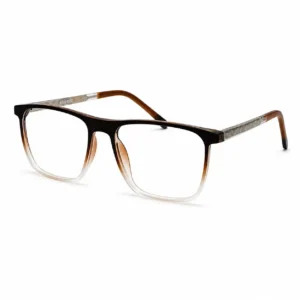 OP-0427 Brown Gradient Square Glasses with Patterned Metal Arms | Optomom
