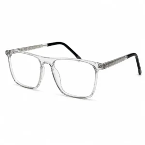 OP-0428 Clear Square Glasses with Patterned Metal Arms | Optomom