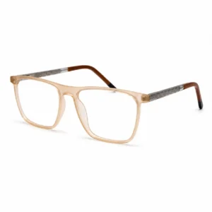 OP-0429 Clear Champagne Square Glasses with Patterned Metal Arms | Optomom