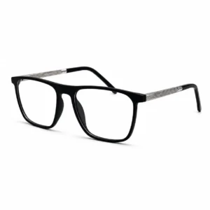 OP-0432 Matte Black Square Glasses with Patterned Metal Arms | Optomom