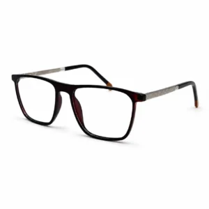 OP-0435 Dark Wine Square Glasses for Men with Patterned Metal Arms | Optomom
