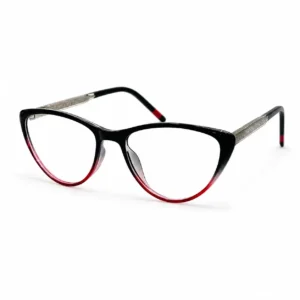 OP-0442 Black and Red Gradient Cat-Eye Spectacles for Women with Engraved Temples | Optomom