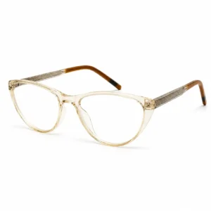 OP-0448 Translucent Champagne Cat-Eye Spectacles for Women with Filigree Metal Temples | Optomom