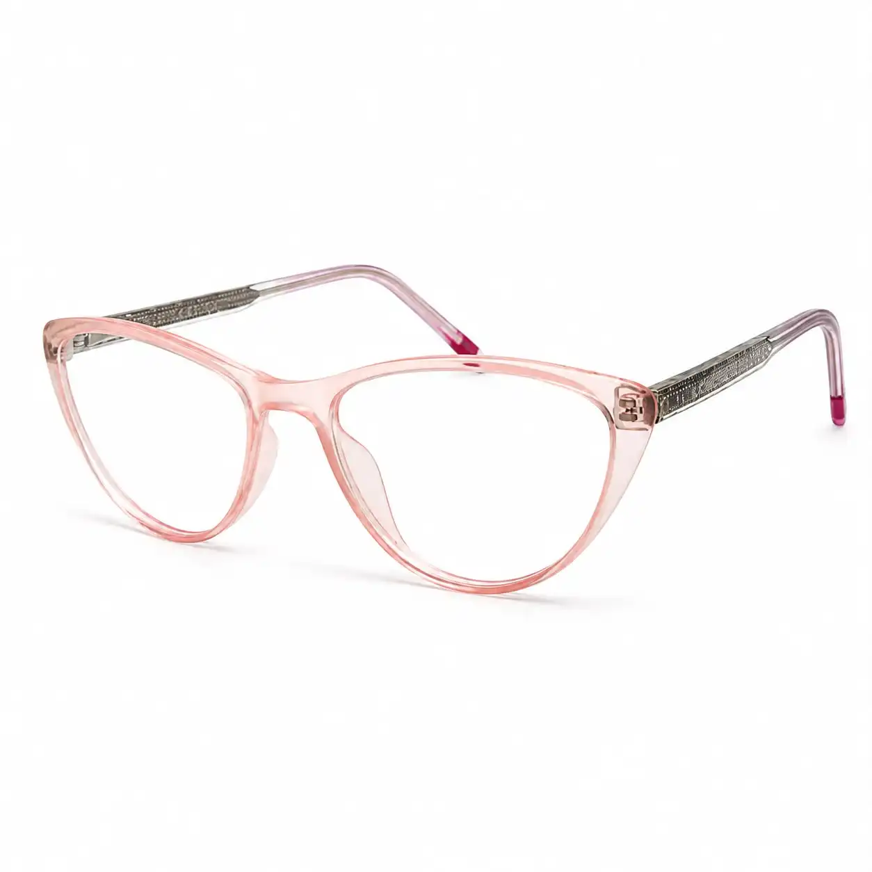 OP-0449 Translucent Pink Cat-Eye Eyewear for Women with Detailed Metal Temples | Optomom