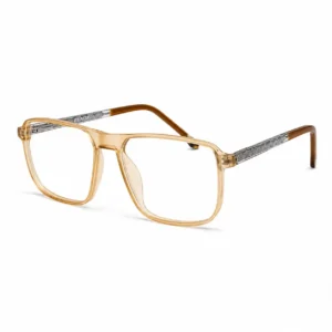 OP-0457 Champagne Translucent Workday Spectacles with Patterned Metal Temples | Optomom