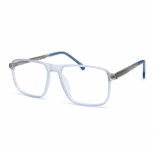 OP-0459 Computer Glasses Frame with Translucent Light Blue Rim and Metal Temples | Optomom