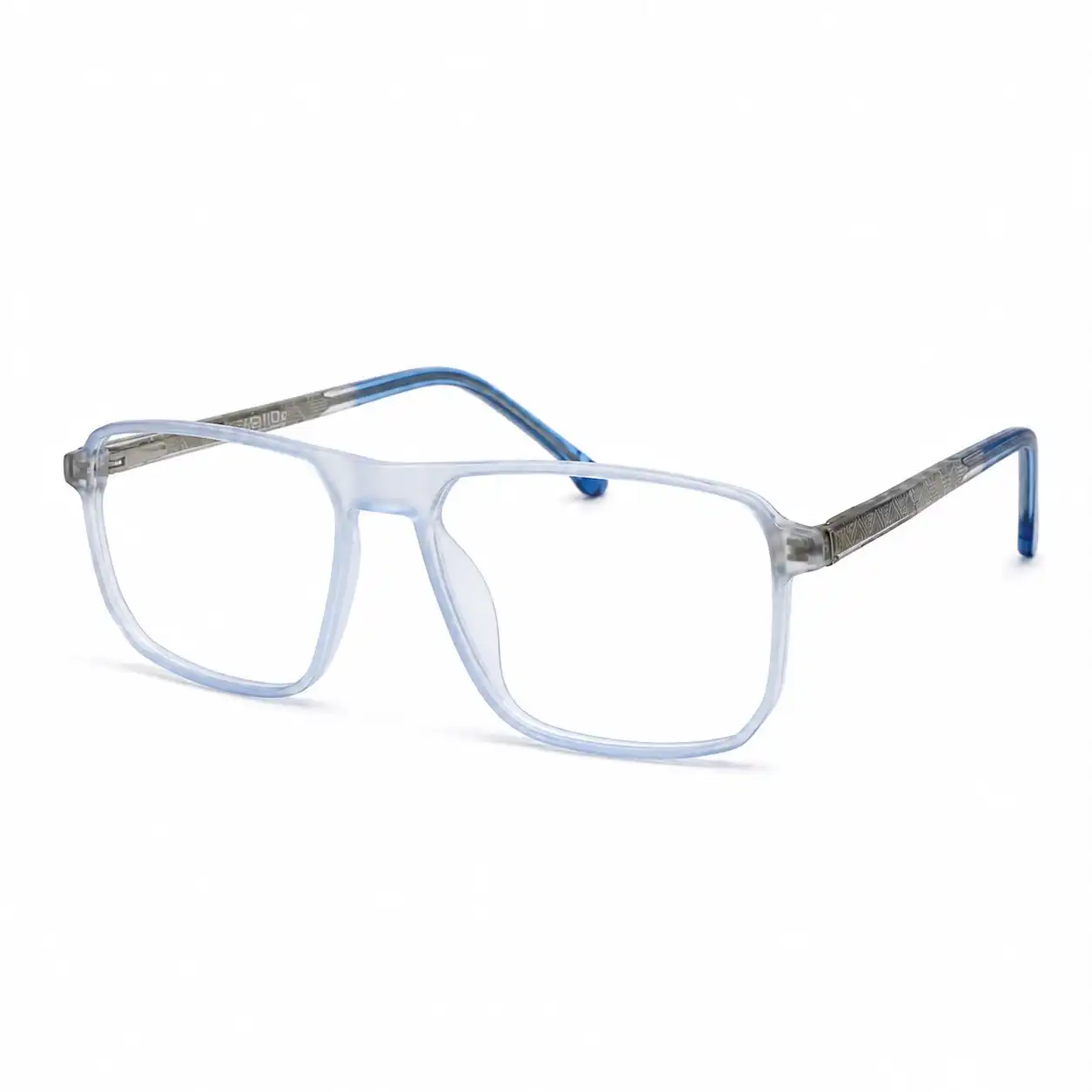 OP-0459 Computer Glasses Frame with Translucent Light Blue Rim and Metal Temples | Optomom