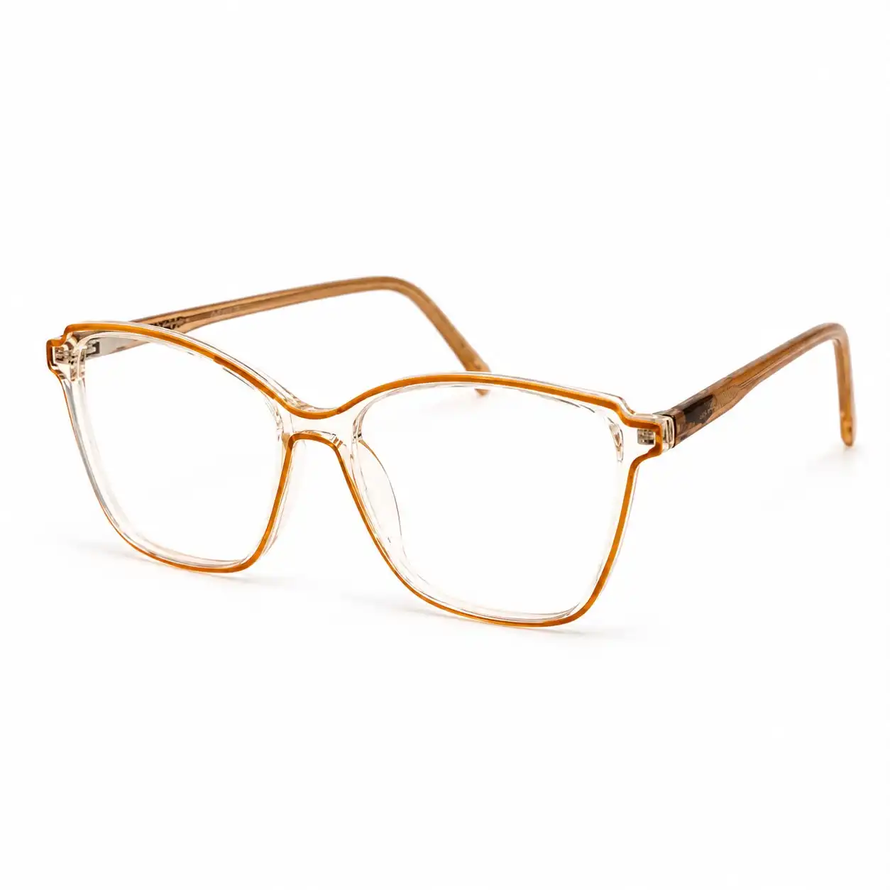 OP-0474 Smart Style Spectacles Frame for Women with Transparent Amber Brown Finish | Optomom