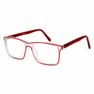 OP-0482 Rectangular Prescription Glasses for Unisex with Transparent Red Frame | Optomom
