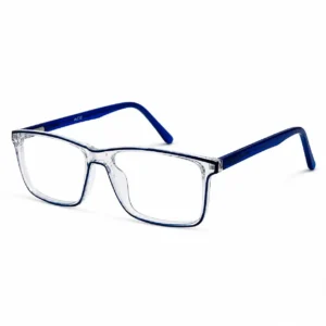 OP-0483 Rectangular Prescription Glasses for Men with Transparent Blue Frame | Optomom