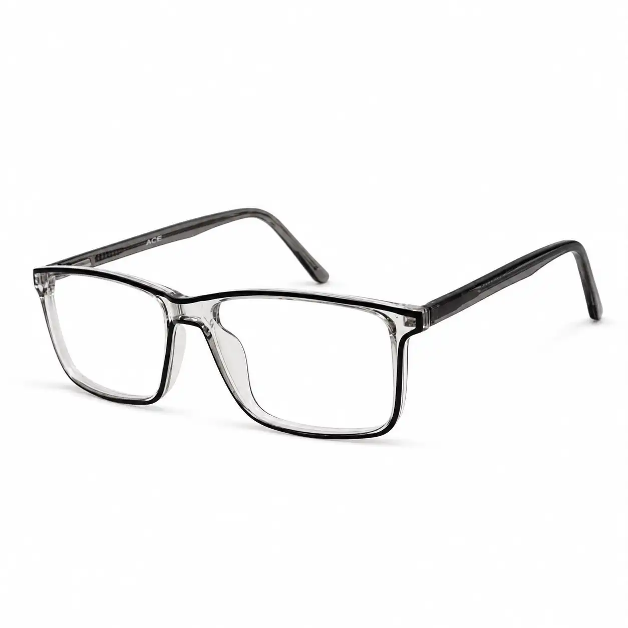 OP-0484 Rectangular Prescription Glasses for Men with Transparent Grey Frame | Optomom
