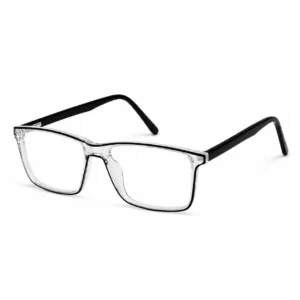 OP-0485 Rectangular Prescription Glasses for Men with Transparent Black Frame | Optomom