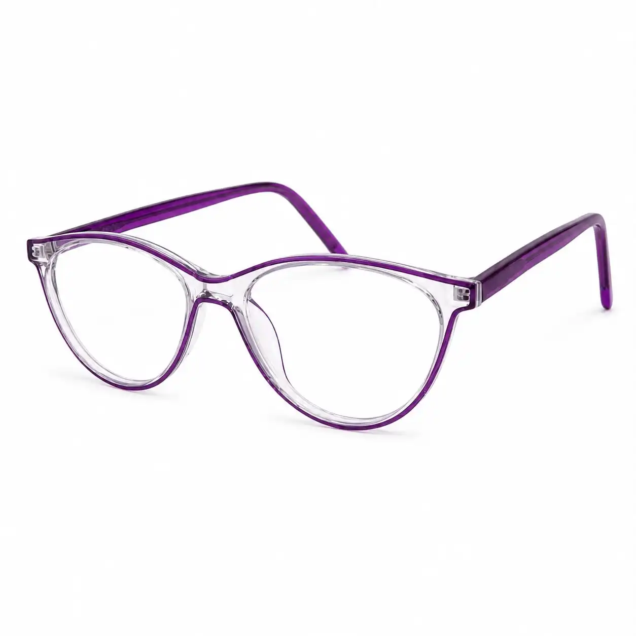 OP-0486 Cat Eye Prescription Glasses for Women-Transparent Purple Frame | Optomom