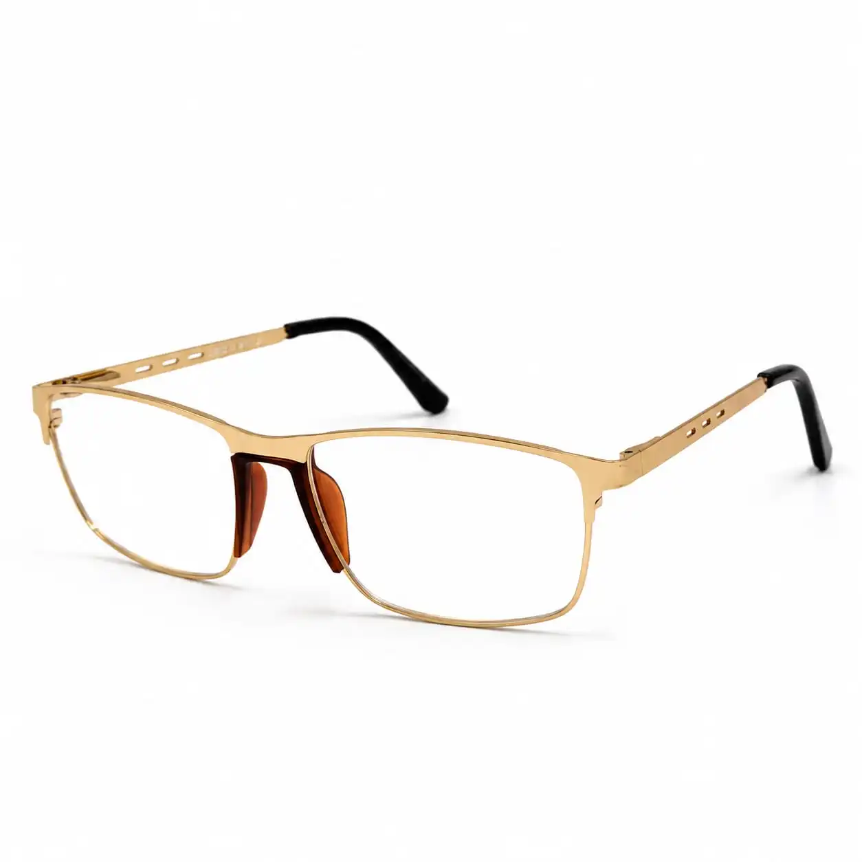 Polished gold metallic full rim frame for men, ideal as executive computer glasses for daily corporate wear.