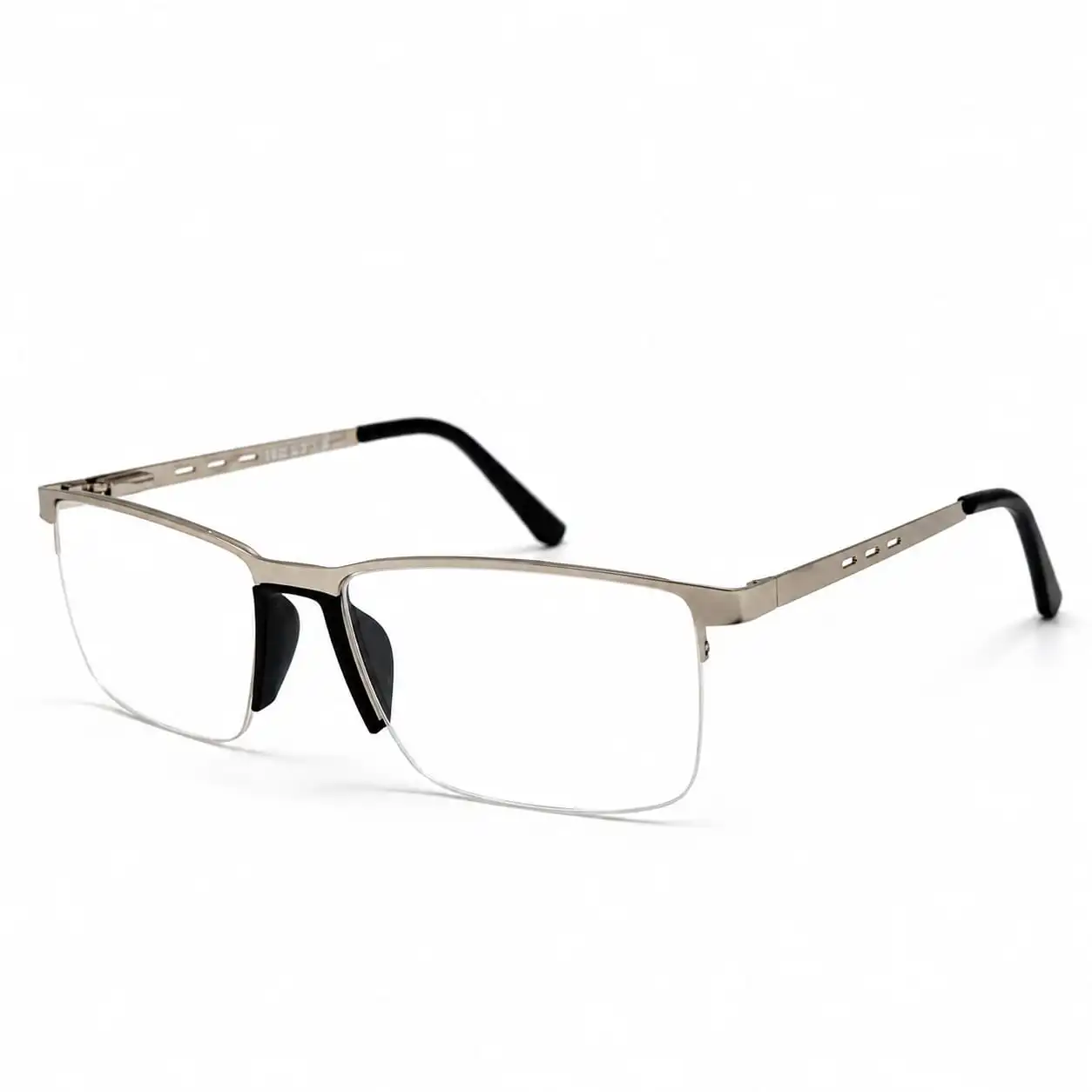 Matte black half rim rectangular frame for men & women, ideal as lightweight computer glasses for long office hours.