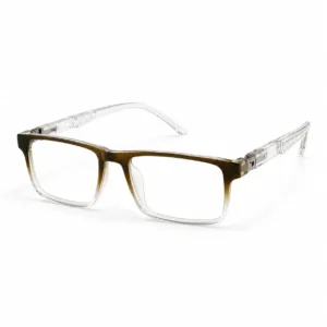 Brown gradient to clear rectangular frame for men and women, ideal as computer glasses for daily office work.