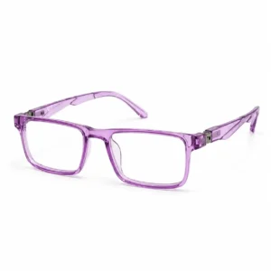 Transparent purple rectangular frame for men & women, ideal as daily wear glasses for desk jobs and screen work.