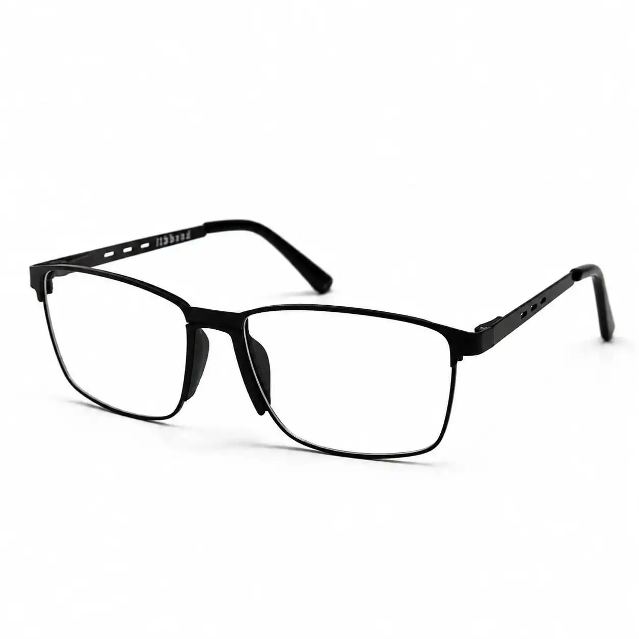 Black metal rectangular frame for men & women, ideal as corporate office work glasses for long screen hours.