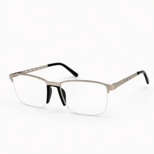 Silver semi-rimless rectangular frame for men & women, ideal for corporate office work and daily screen hours.