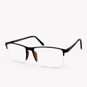Dark brown semi-rimless rectangular frame for men & women, ideal for corporate office work and daily screen hours.