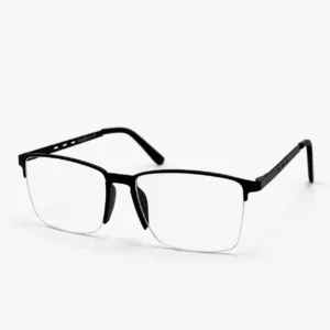 Matte black semi-rimless rectangular frame for men & women, ideal for corporate office work and daily screen hours.
