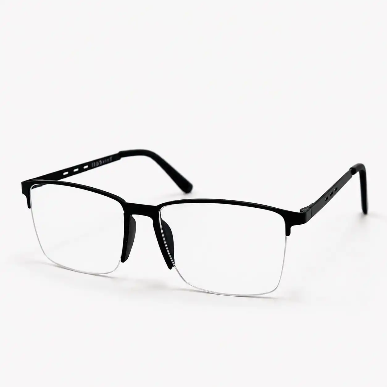 Matte black semi-rimless rectangular frame for men & women, ideal for corporate office work and daily screen hours.