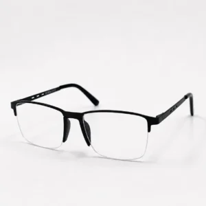Matte black semi-rimless rectangular frame for men & women, ideal for corporate office work and daily screen hours.