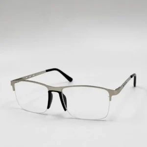 Silver semi-rimless rectangular frame for men & women, ideal for corporate office work and daily screen hours.