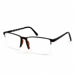 Dark brown semi-rimless rectangular frame for men & women, ideal for corporate office work and daily screen hours.