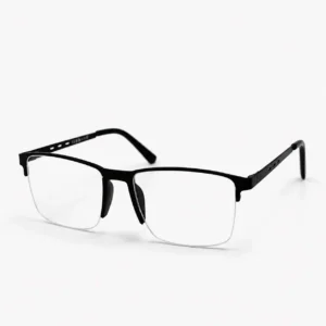 Matte black semi-rimless rectangular frame for men & women, ideal for corporate office work and daily screen hours.