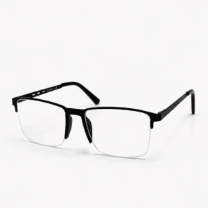 Matte black semi-rimless rectangular frame for men & women, ideal for corporate office work and daily screen hours.