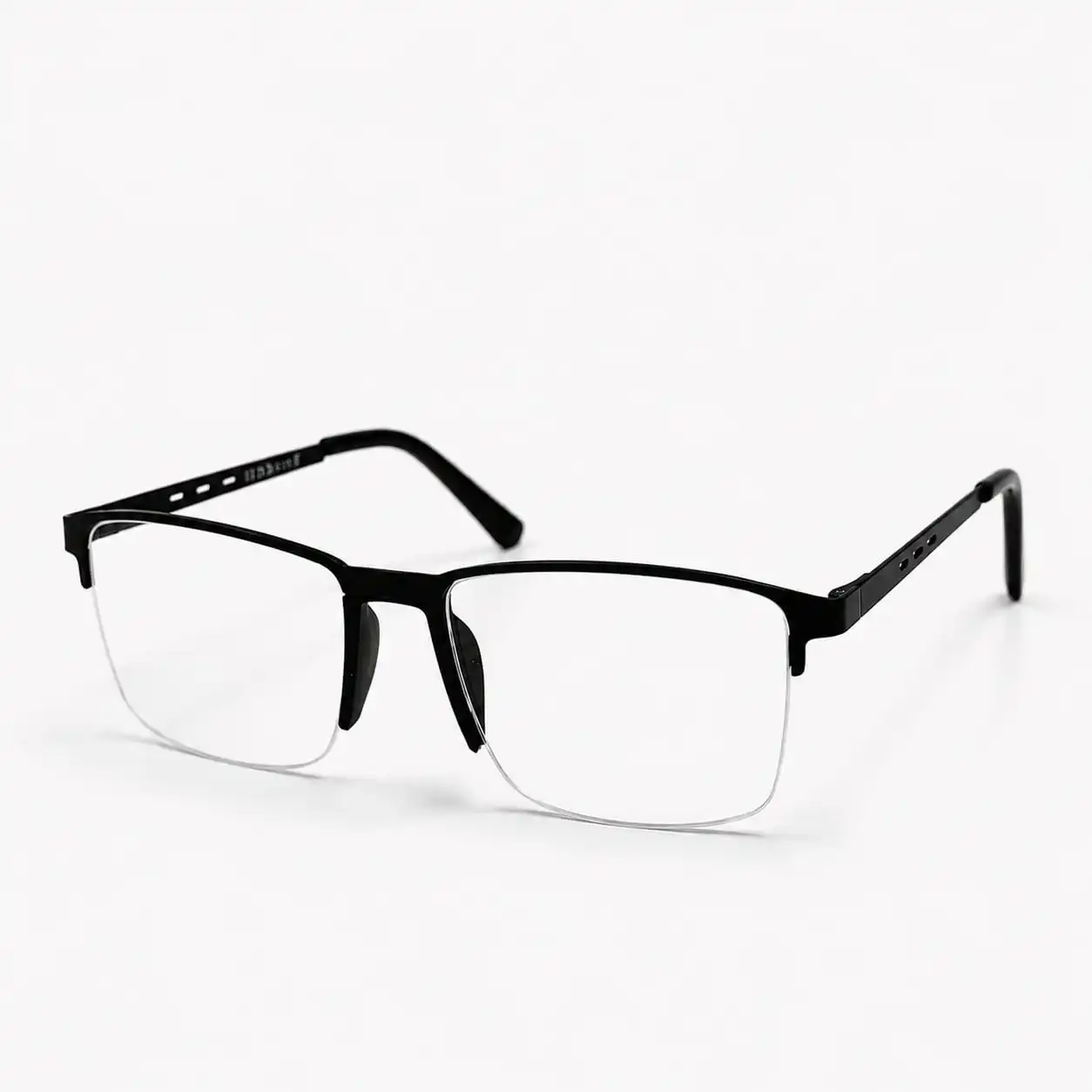 Matte black semi-rimless rectangular frame for men & women, ideal for corporate office work and daily screen hours.