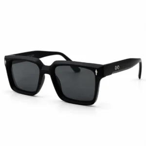 Matte black square plastic sunglasses frame with dark lenses for men and women.