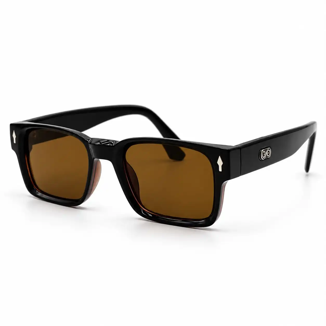 Dark brown square plastic sunglasses frame with brown lenses for men and women.