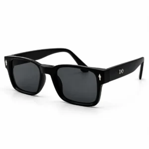 Matte black square plastic sunglasses frame with dark lenses for men and women.
