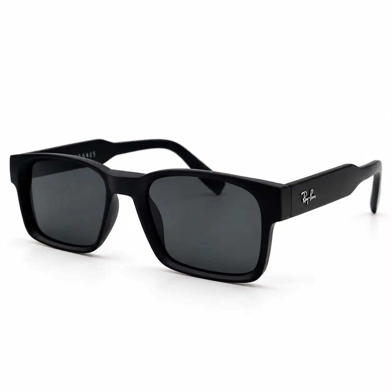 matte black square plastic sunglasses frame with dark lenses for men and women.