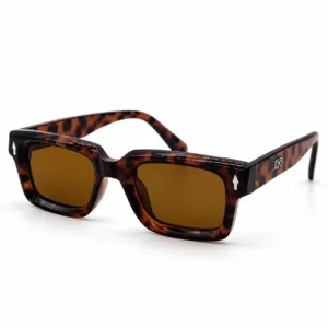 tortoise shell square plastic sunglasses frame with brown lenses for men and women.