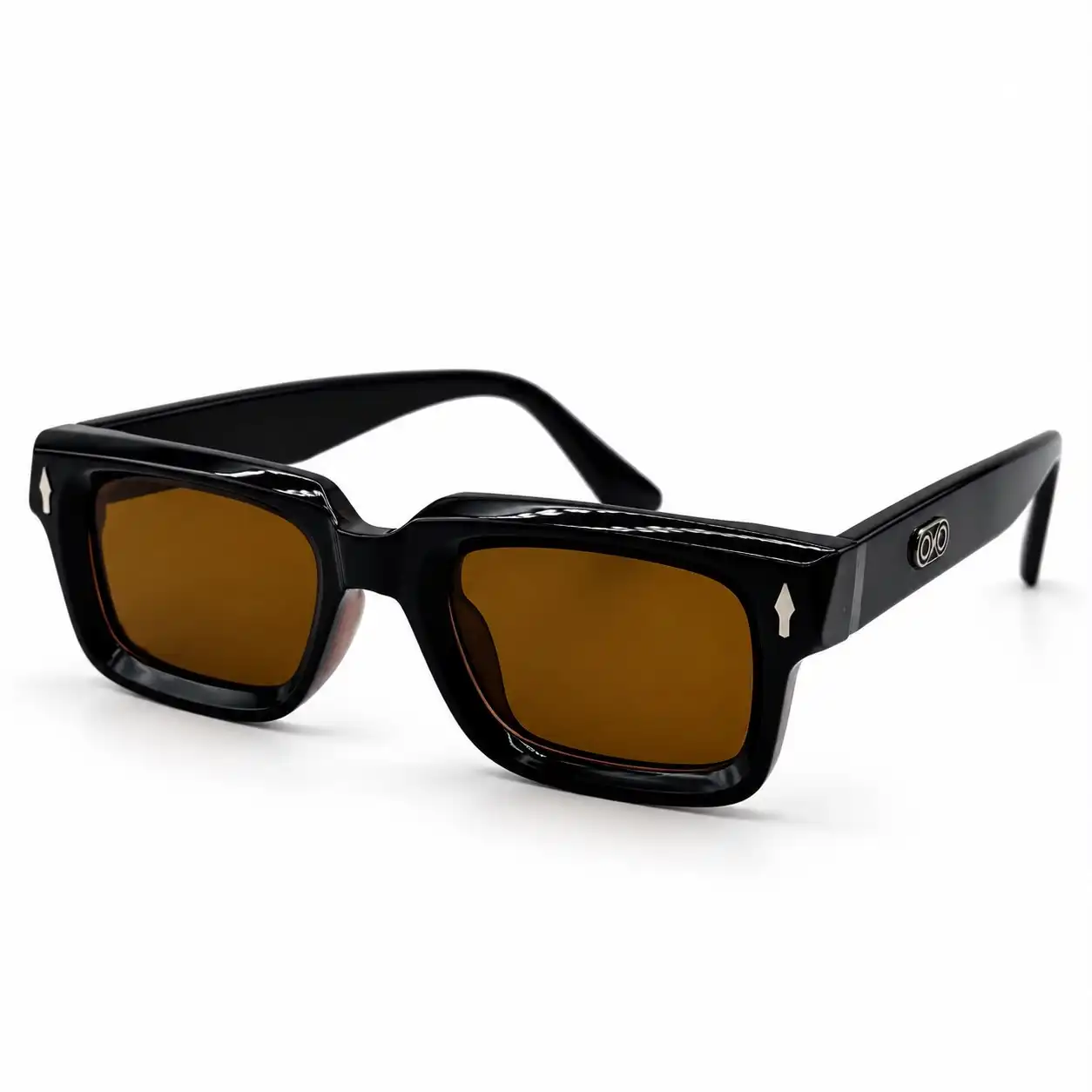 dark brown square plastic sunglasses frame with brown lenses for men and women.