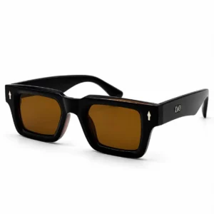 dark brown square plastic sunglasses frame with brown lenses for men and women.