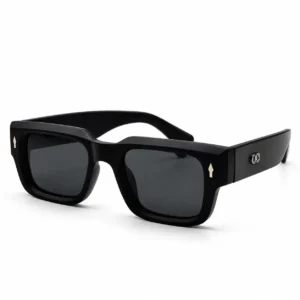 matte black square plastic sunglasses frame with dark lenses for men and women.