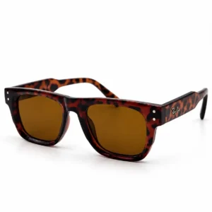 tortoise shell square plastic sunglasses frame with brown lenses for men and women.